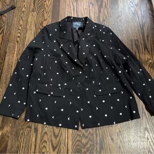 Modcloth Black silver stars and moon blazer 1X